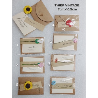 THIỆP CHÚC MỪNG VINTAGE TRANG TRÍ HOA THỦ CÔNG