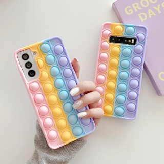 Samsung S21 S20 S10 S9 S8 Note 10 Plus 9 8 Silicone mềm Pop it Bubble Dễ thương Rainbow Silicone Case Cover