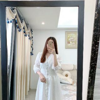 [ Order]  Váy Trắng cổ V ( kèm ảnh thật sau)