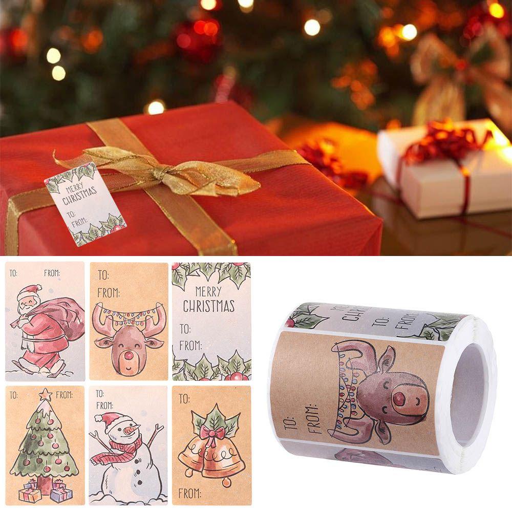 250 Nhãn Dán Trang Trí Cây Thông Giáng Sinh Bằng Giấy Kraft