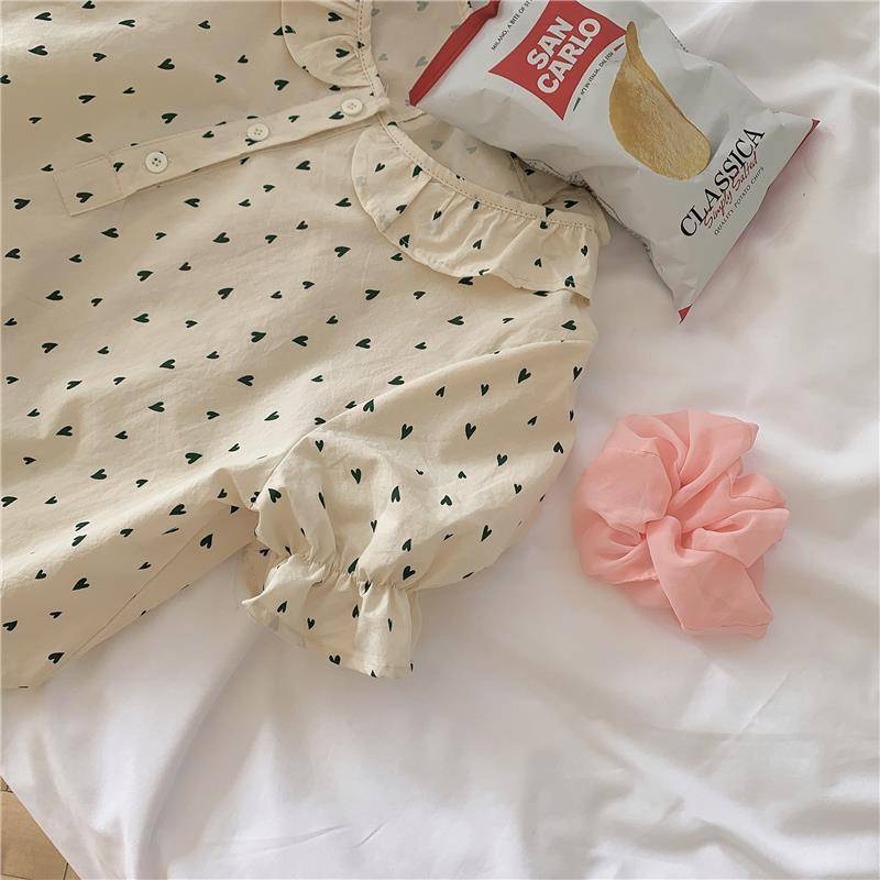 đồ ngủ In Họa Tiết Trái Tim Màu Xanh Dương Phong Cách Hàn Quốc Thời Trang Mùa Hè Hàng Mới Dành Cho Bạn Nữ 2021