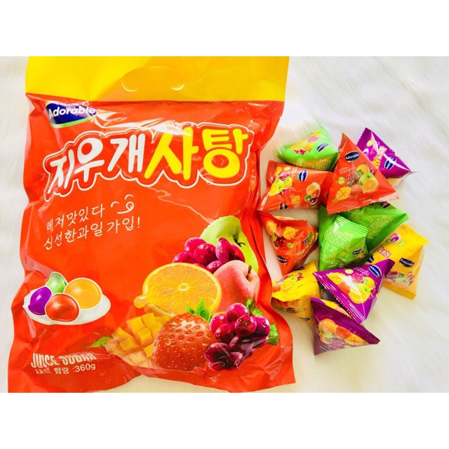 Kẹo Dẻo Xoài Táo Nho Dâu HÀN QUỐC ADORABLE 360g 💝FREESHIP💝 Kẹo Dẻo Gummy Trái Cây Siêu Dễ Thương Cho Em Bé