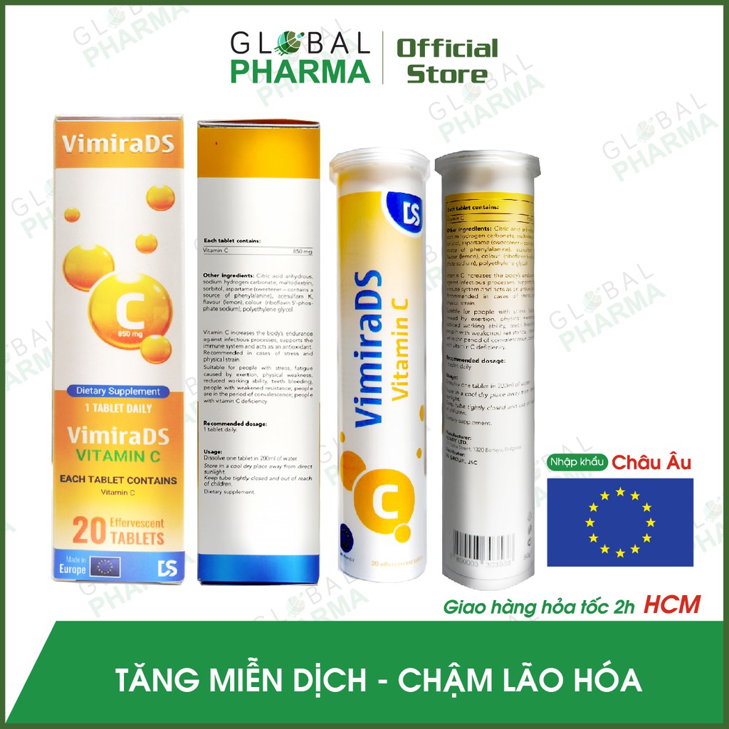 [CHÍNH HÃNG CHÂU ÂU] Viên Sủi Vitamin C Tăng Đề Kháng, Miễn Dịch Swiss Energy/Vimira DS (Tuýp 20 viên)