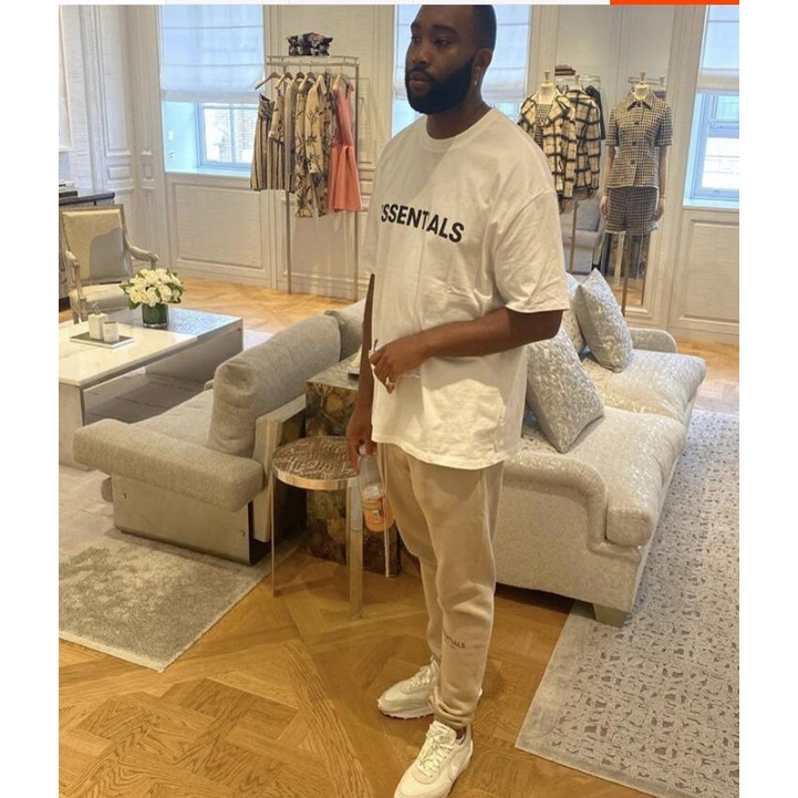 FEAR OF GOD FOG double-line ESSENTIALS three-dimensional plastic label short-sleeved high street tide brand couple T-shirt