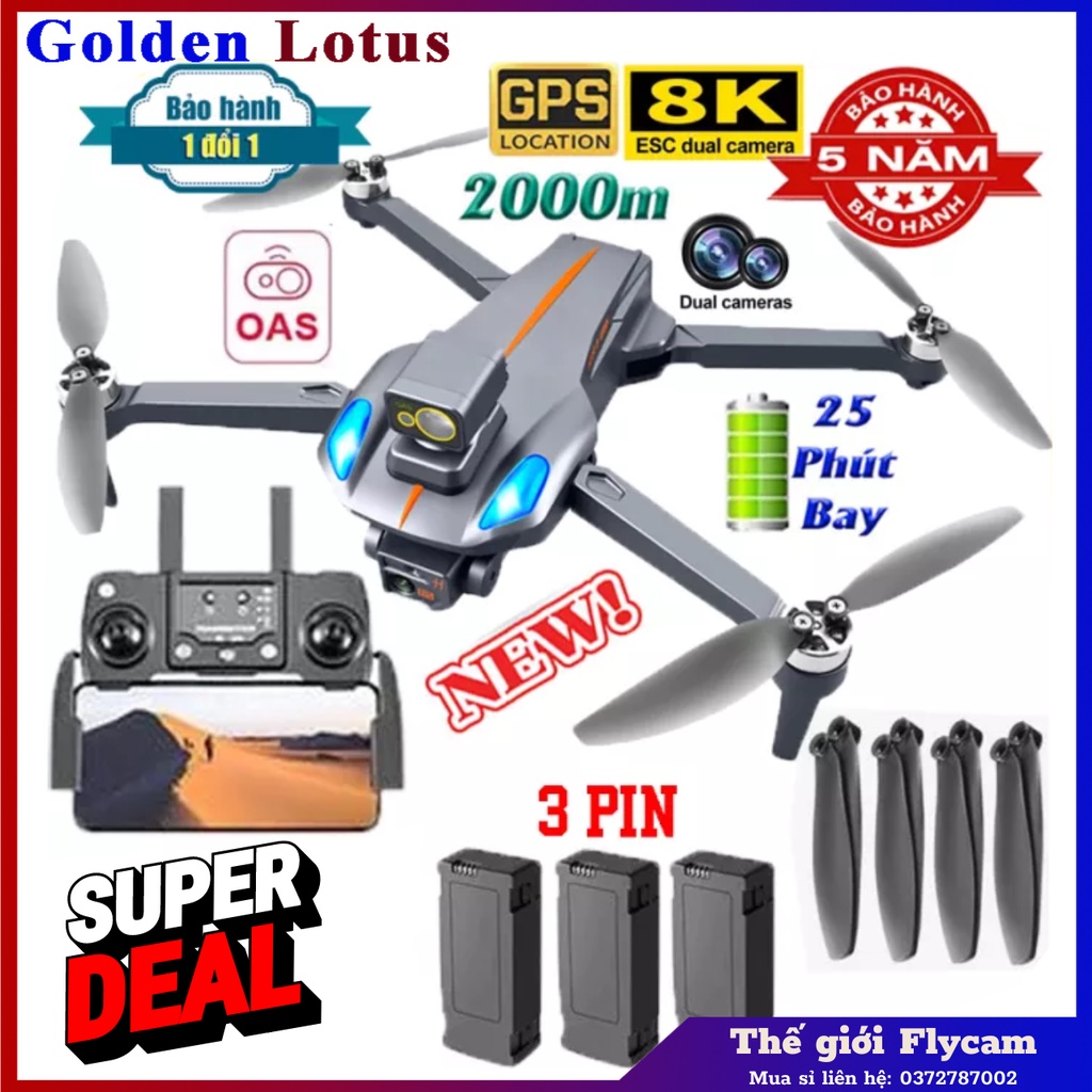 2023 Flycam K911 MAX GPS - Máy Bay Không Người Lái 8K Kép Chuyên Nghiệp Camera HD FPV 1.2Km Chụp Ảnh Trên Không