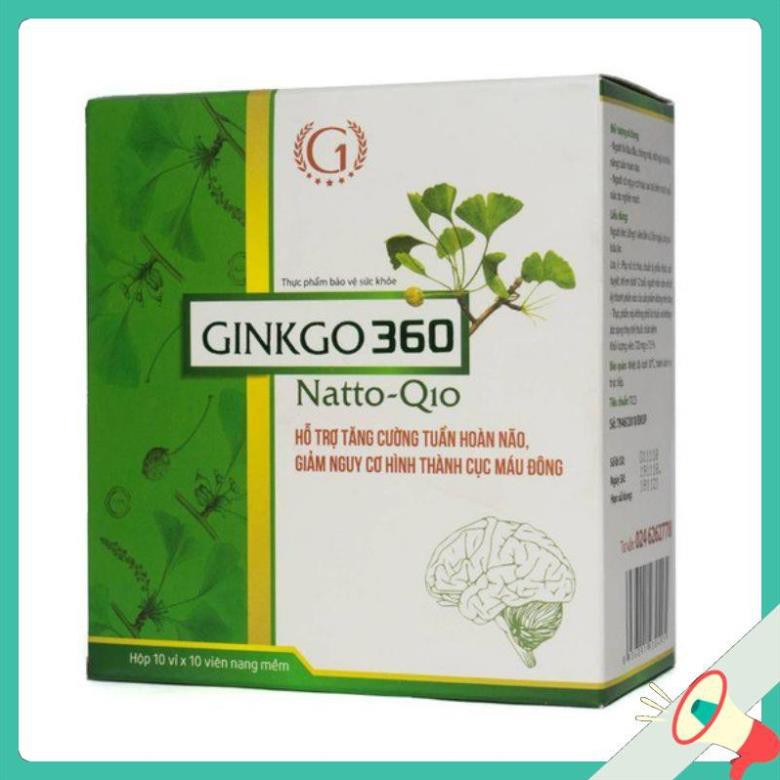 GINKGO NATTO 360 GINIC 100 viên Giúp tăng cường tuần hoàn và lưu thông mạch máu não