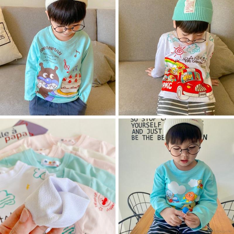 [Superseller] Kids Boys Girls Cartoon Sweater T-shirt With Round Neck And Long Sleeve Sweater 1-6 Years Old