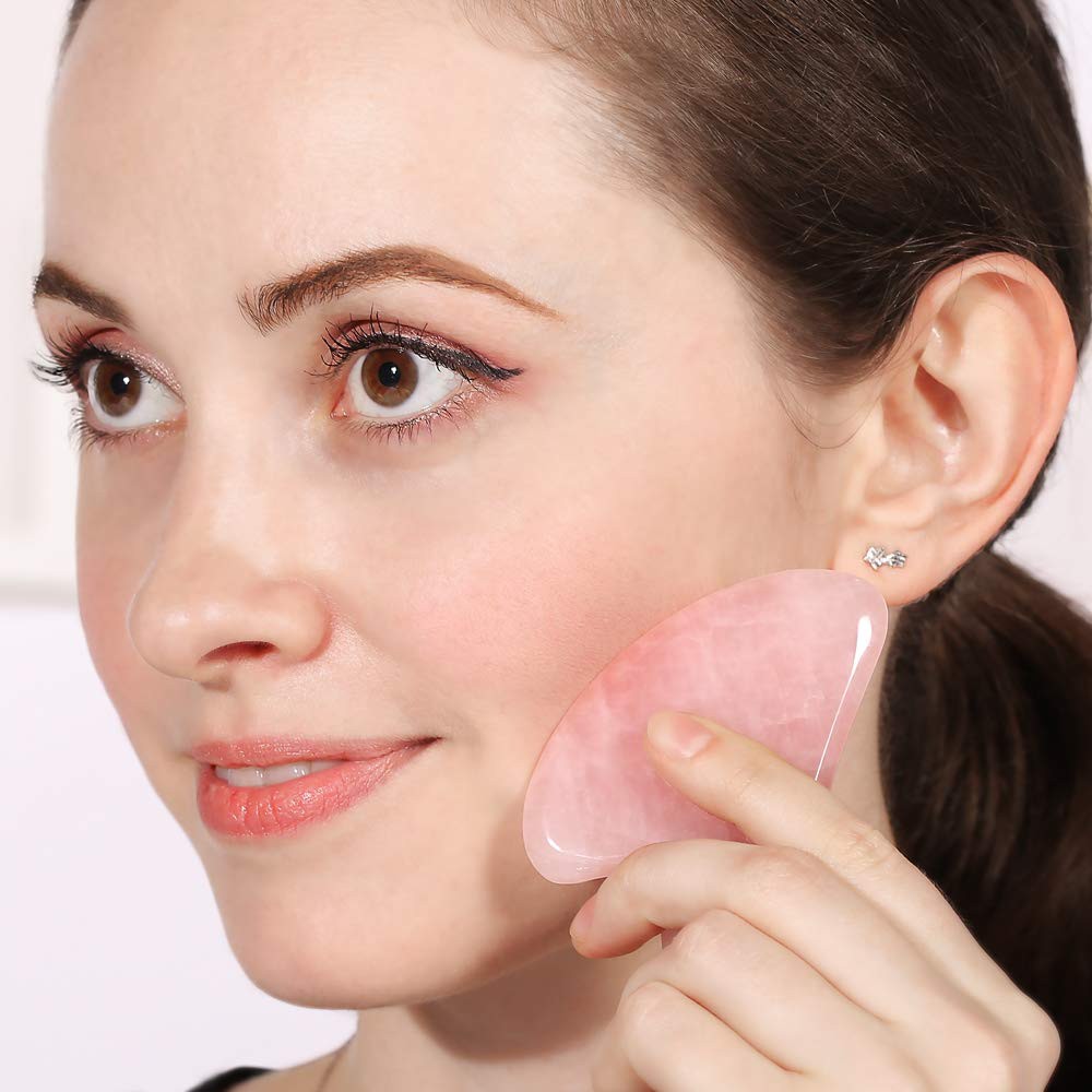 3 PCS/SET Jade Face Roller Rose Quartz Gua Sha Massager Gift Set Skin Care Anti-Aging Wrinkgless Tool Used with Oil Serum Eye Mask