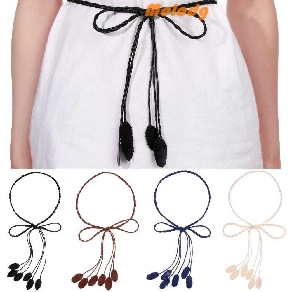 Dây Thắt Lưng Mỏng Giả Da Bện Nhiều Màu Có Thể Điều Chỉnh Phối Đầm Thời Trang Cho Nữ