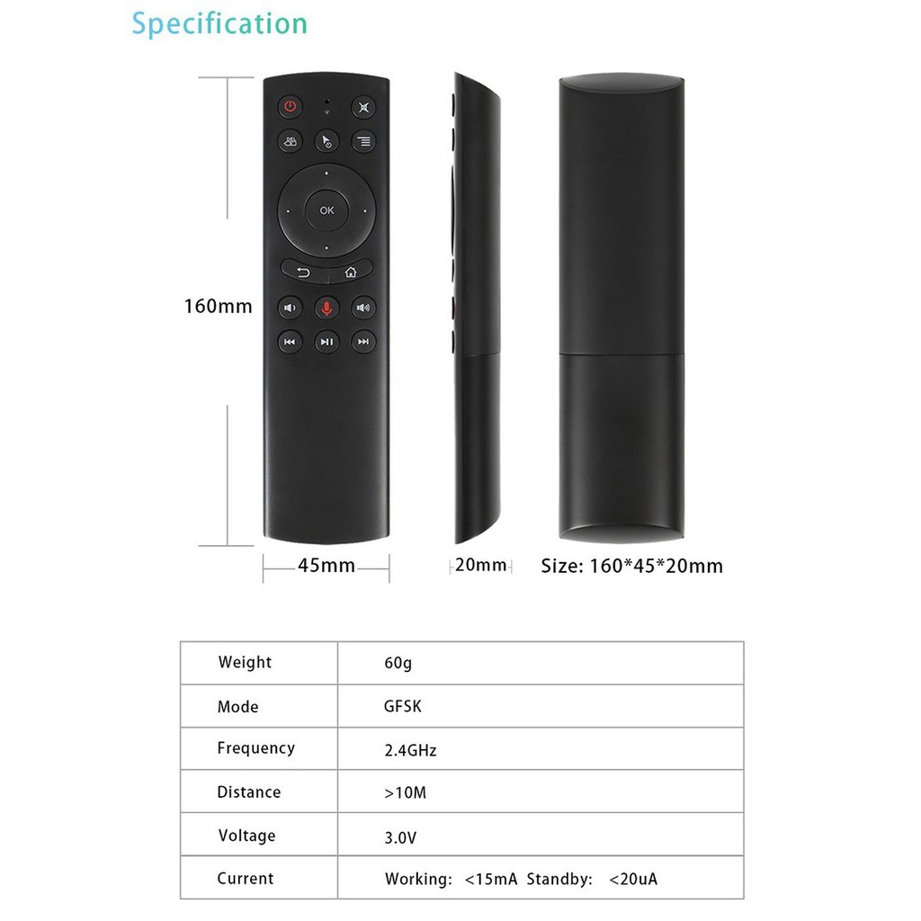 Điều Khiển Remote G20S, Tìm Kiếm Giọng Nói, có chuột bay, Air Mouse Remote Voice