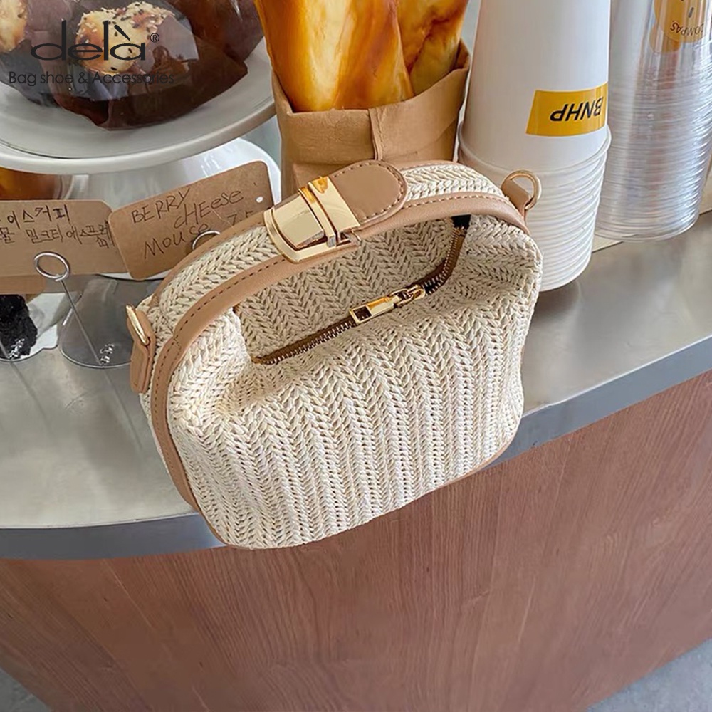 Dela Túi Xách Đeo Vai Đan Cói Thời Trang Đi Biển Dành Cho Nữ