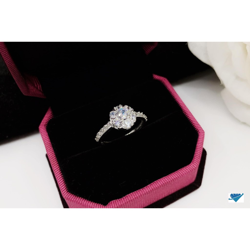 Nhẫn Nữ đính đá hoa mai chuẩn bạc ta