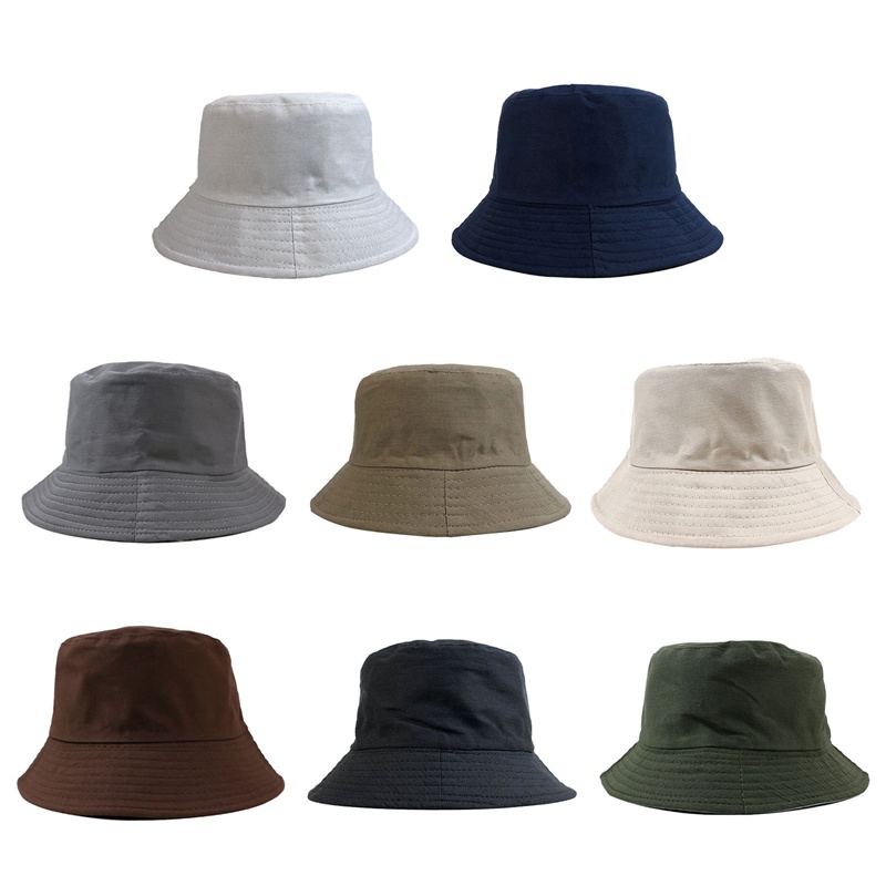 Nón Bucket Unisex Bằng Cotton Màu Trơn Thời Trang Hàn Quốc