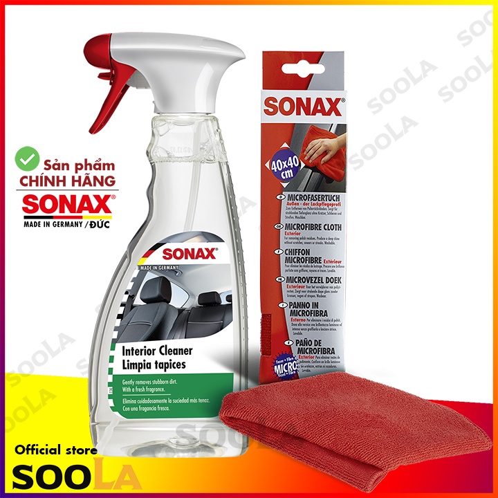 Bộ Vệ sinh làm sạch nội thất và khăn siêu sợi chống xước Sonax Chính Hãng (Interior cleaner khăn siêu sợi) 321200-416200