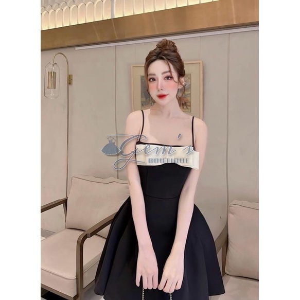 VÁY ĐẦM 2 DÂY DÁNG XOÈ XẾP LY NƠ NGỰC
