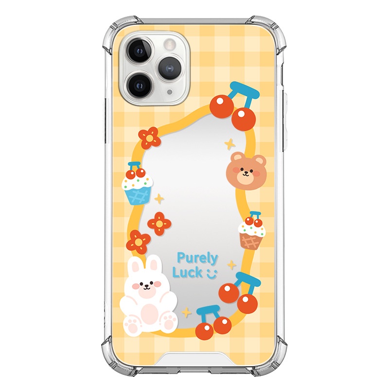 Ốp lưng iphone Ốp Điện Thoại Tráng Gương Họa Tiết Gấu Và Bánh Kem Cho Apple Iphone 11 Promax 14pro 6/7/8/Plus/11/xsmax/Pro Max/Mini Dinuo case