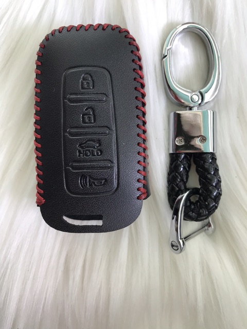 Bao Da thật kèm móc khóa Bảo vệ chìa khoá Thông Minh Smart key 4 Nút Huyndai Avante Verna