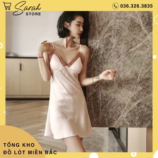 Váy lụa ngủ 2 dây cao cấp có mút ngực