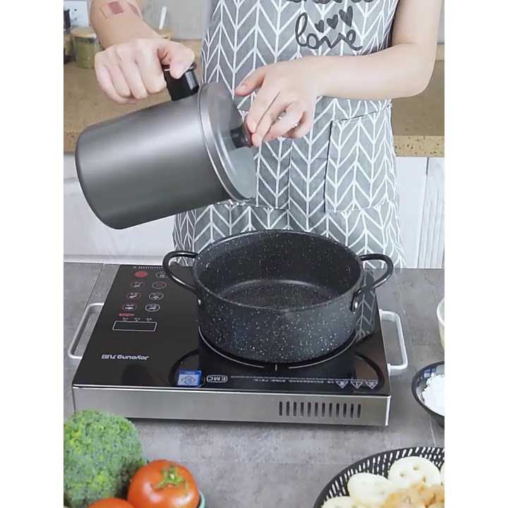 Nồi Chiên Chống Dính Nhật Size 20cm Có Khay Ráo Mỡ Vân Đá Siêu Bền Sản Chống Dính Hiệu Quả Khó Trầy Xước