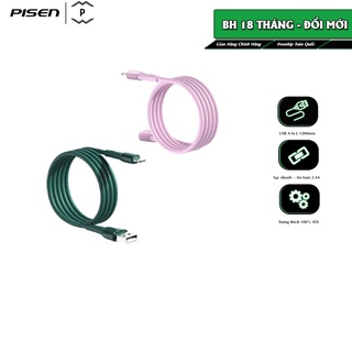 Cáp cao cấp PISEN USB to L Colorful Liquid Silicone 2.4A 1200mm từ nhựa silicon nguyên sinh, bảo vệ môi trường