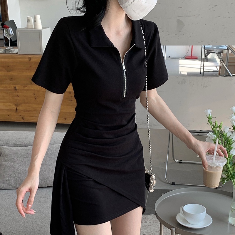 Đầm PERTY ôm dáng cổ polo phong cách Hàn Quốc dành cho nữ