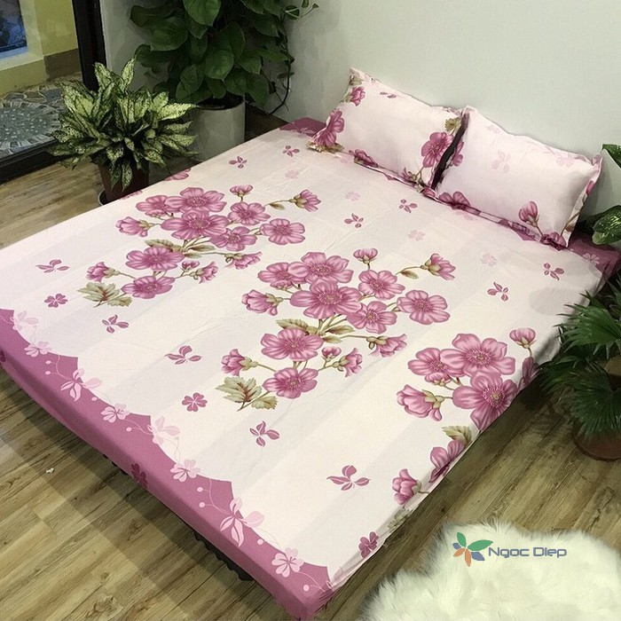 Bộ ga gối poly cotton m6 hoặc m8 mẫu đào hồng