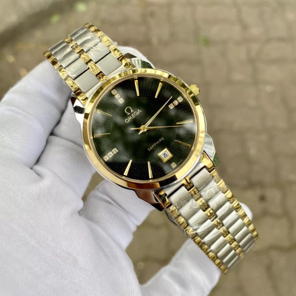 Đồng Hồ Nam omega Sapphire OM037 Mặt ĐEN Chống nước, Chống Xước TUYỆT ĐỐI