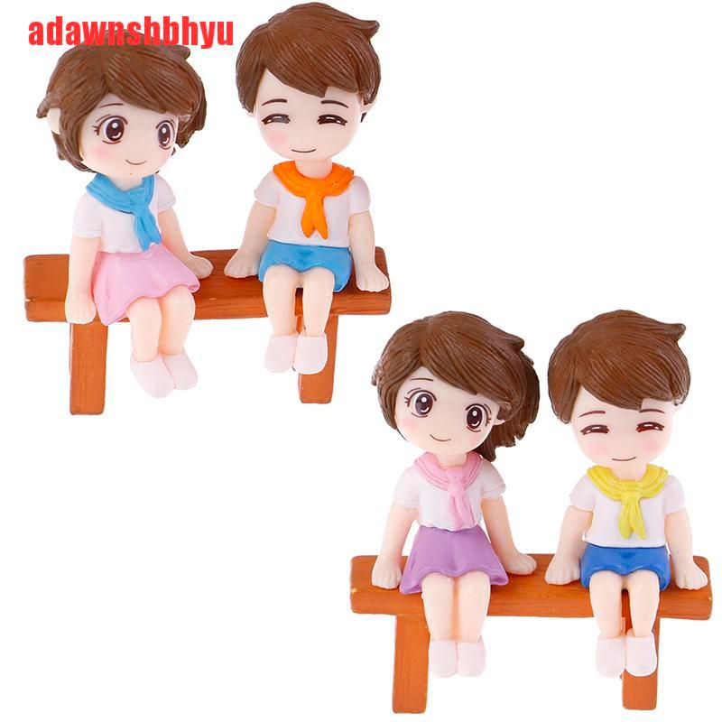 [adawnshbhyu]1set Sweet Couple DIY Mini Miniature Figurine Garden Deco Seat Micro Landscape