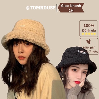 Mũ bucket lông cừu Tom House nón tai bèo rộng vành có dây rút phụ kiện thời trang Ulzzang