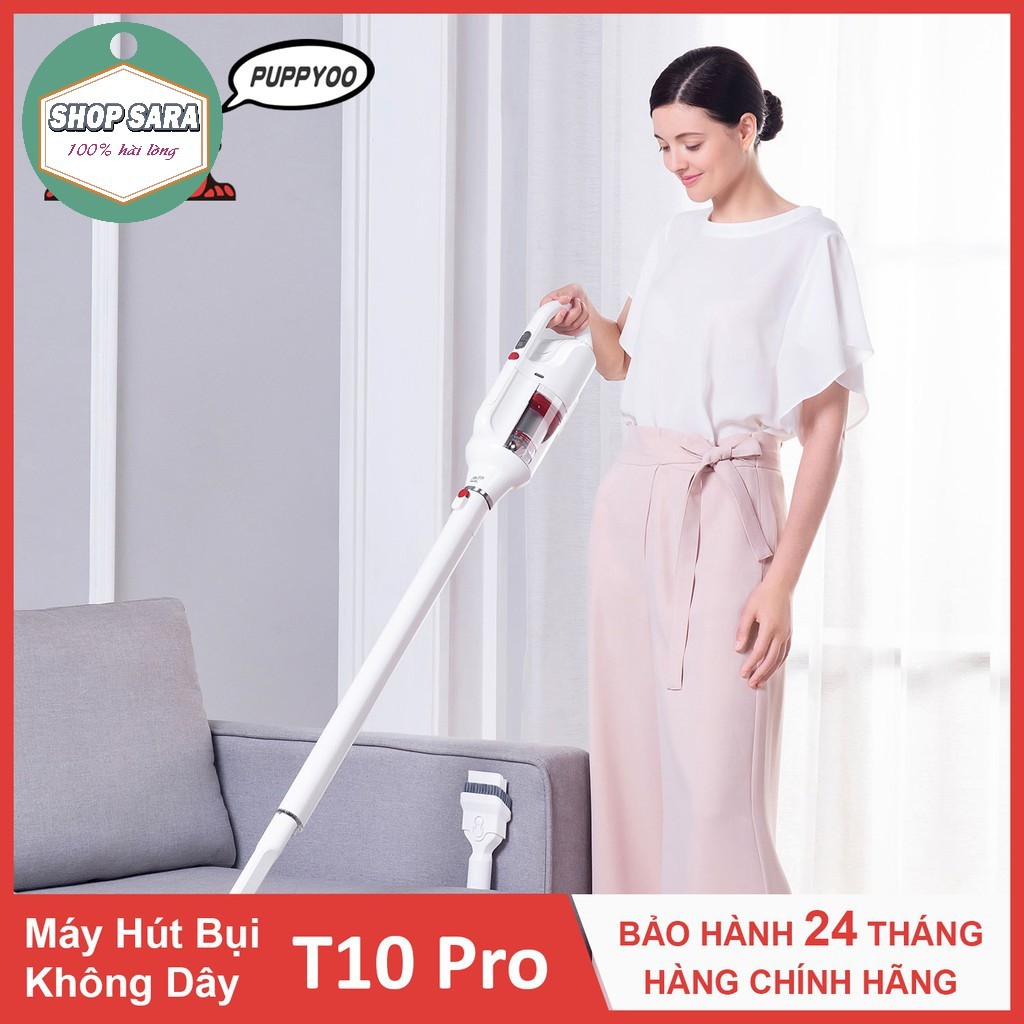 [HÀNG CHÍNH HÃNG] Máy Hút Bụi Cầm Tay Không Dây Cao Cấp PUPPYOO T10 Pro Lực Hút 17500 Pa [Bảo Hành 24 Tháng]