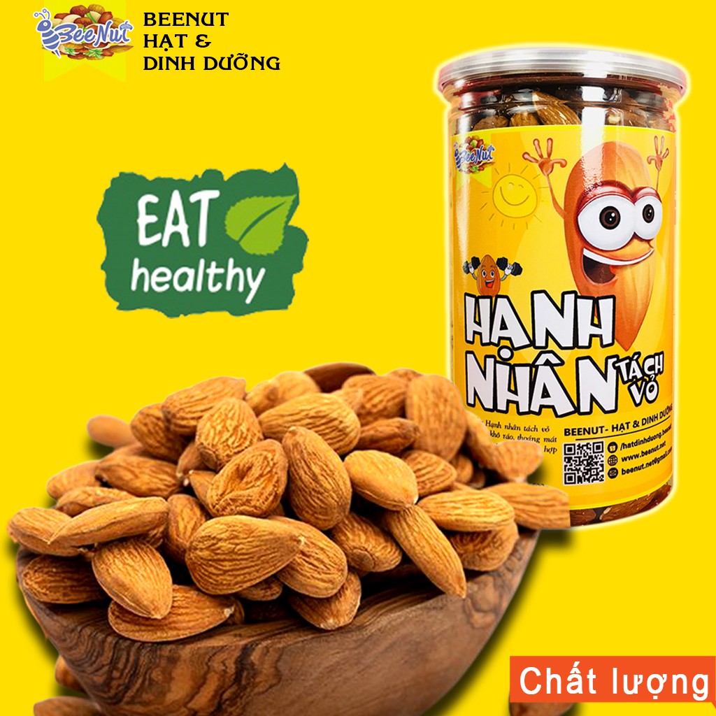 Hạt hạnh nhân rang tách vỏ 500g Hạnh nhân sấy mộc Hạt dinh dưỡng BeeNut