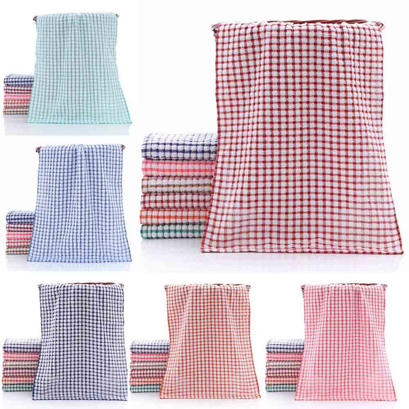 Khăn lau chén dĩa bằng cotton họa tiết sọc caro tiện dụng cho nhà bếp