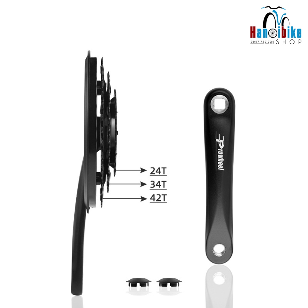 Đùi đĩa xe đạp Prowheel 24-34-42T 3 tầng 8/9 speed