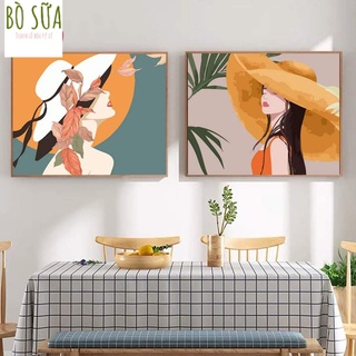 Tranh tô màu theo số các mẫu cô gái hiện đại đơn giản size 40x50cm