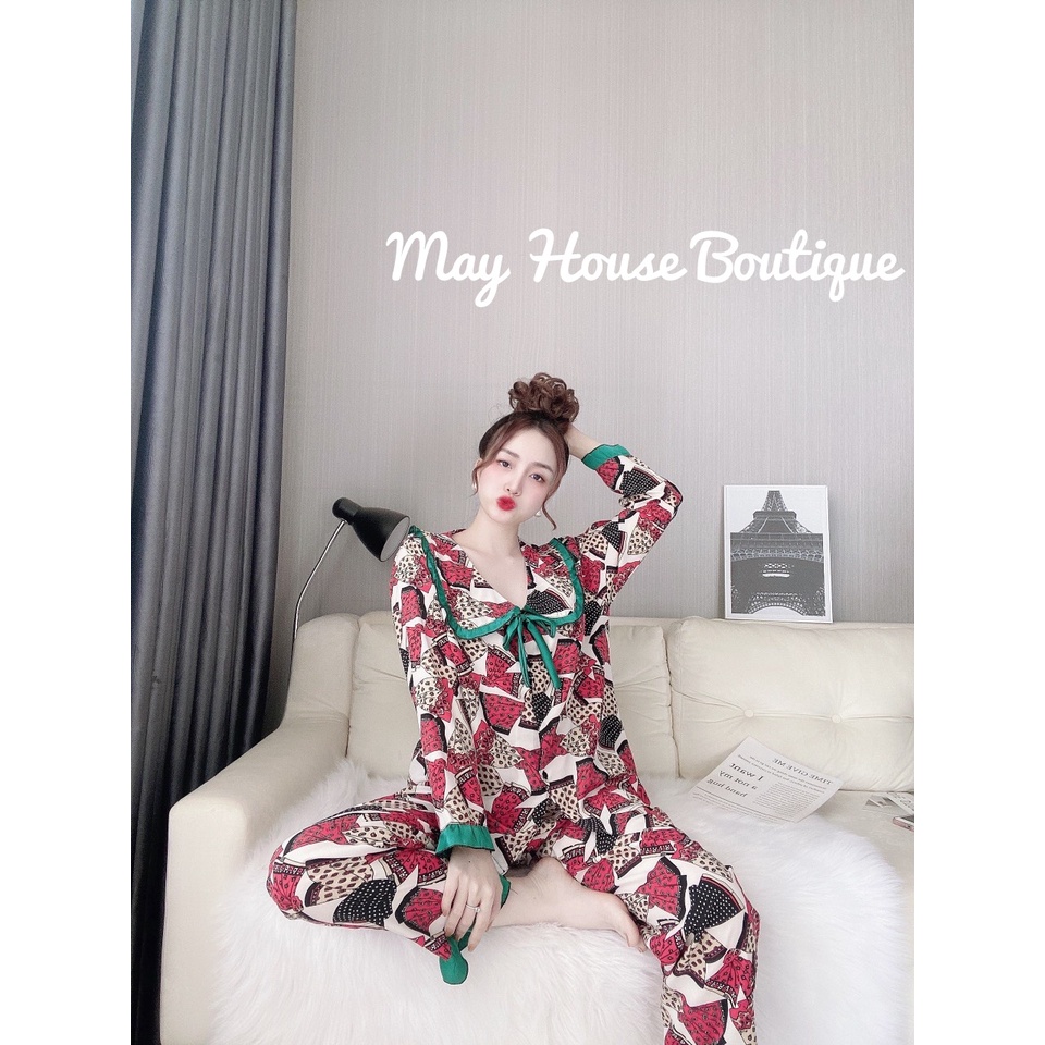 Đồ Bộ Tay Dài Quần Dài Bigsize Lụa Tiểu Thư 50-100kg Cho Nàng Múp