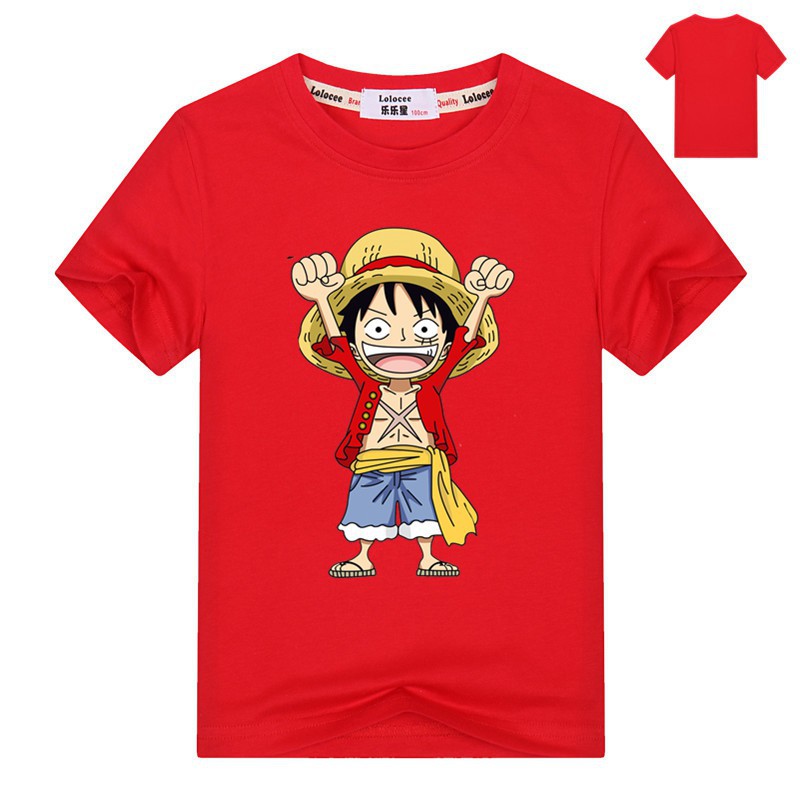 Áo thun in hình One Piece Luffy ngắn tay 100% Cotton