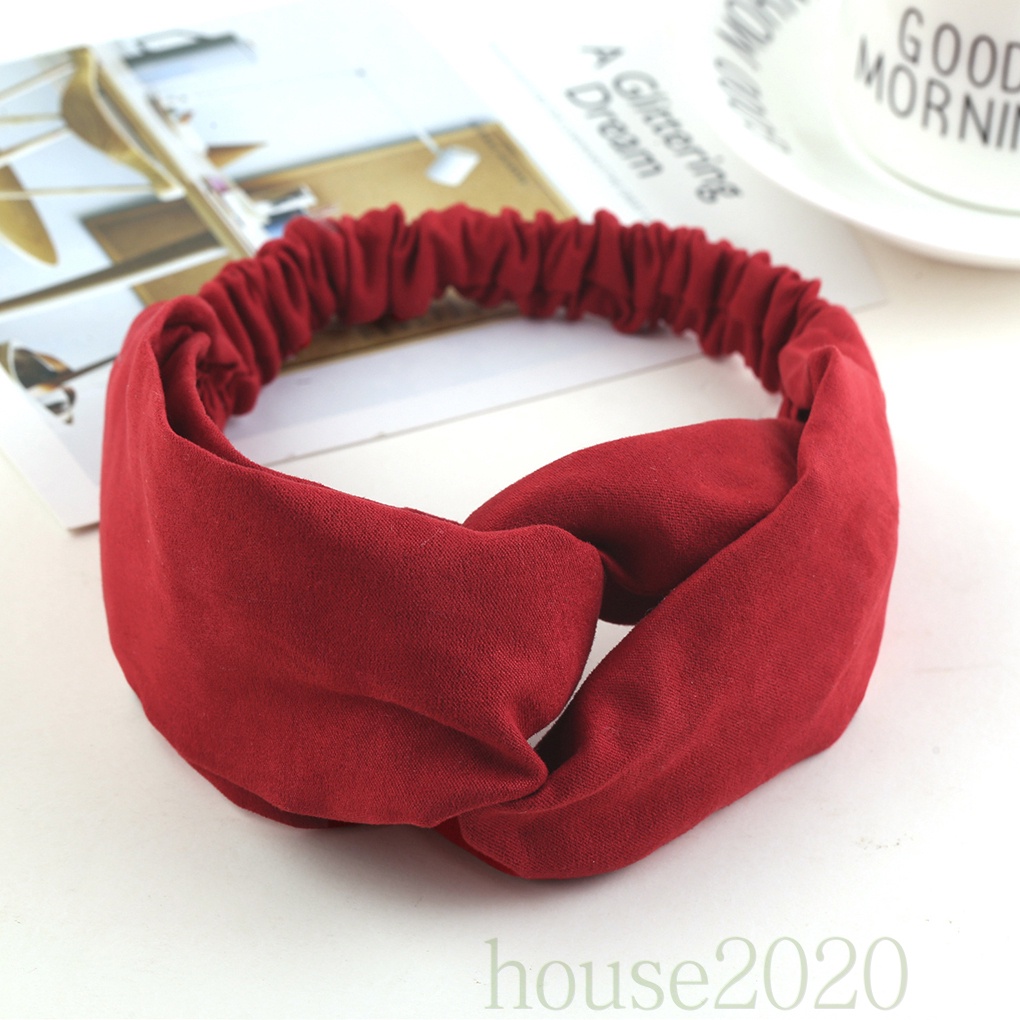 Băng đô vải da lộn co giãn thắt nút màu trơn thời trang 2020 dành cho nữ