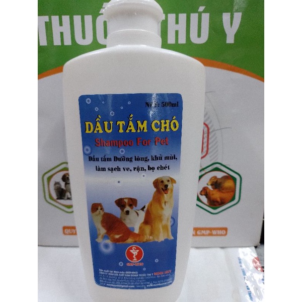 Dầu tắm chó 500ml xà bông tắm hsd 06/05/2024