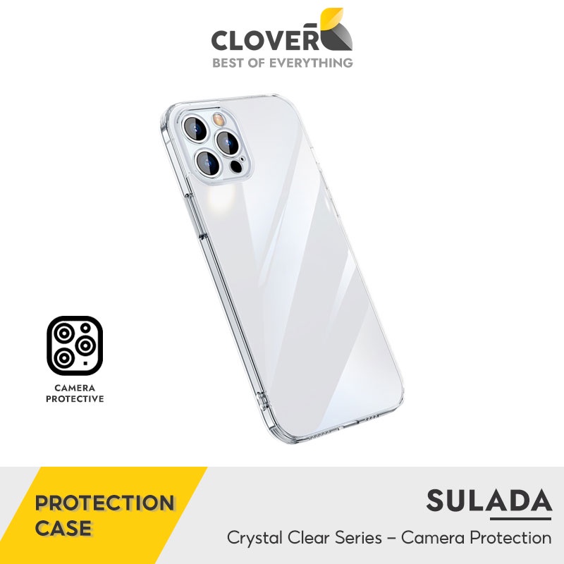 Ốp Lưng Trong Suốt Sulada Crystal Clear Ốp Siêu Mỏng Chống Sốc Không Ố Vàng Nút Bấm Kim Loại Bảo Vệ Camera Cho 13pro Max