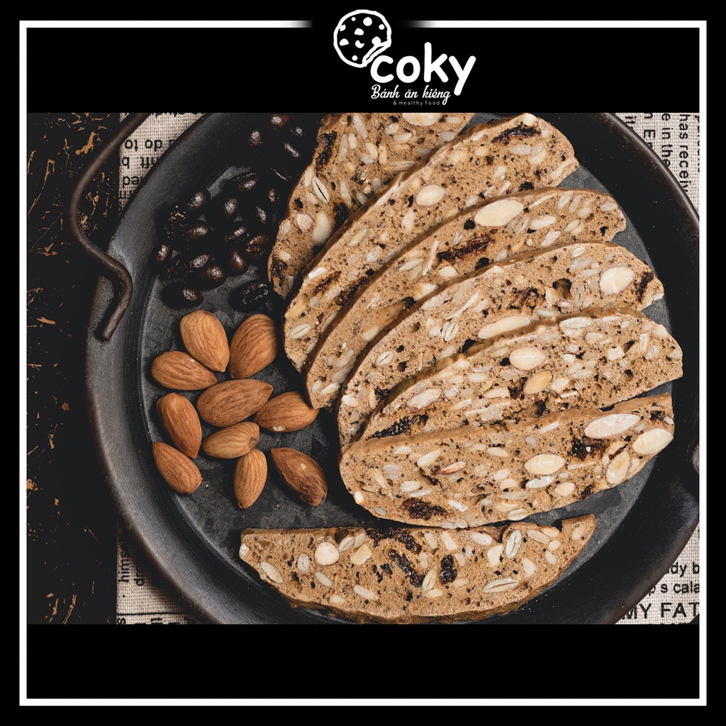 Bánh Biscotti ăn kiêng nguyên cám Cà phê, bánh cho người tiểu đường