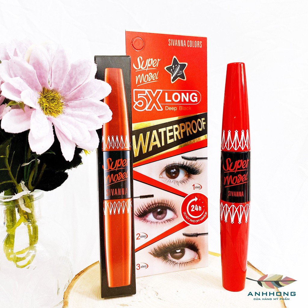 Mascara Hai Đầu Sivanna Super Model 5X Long Deep Black