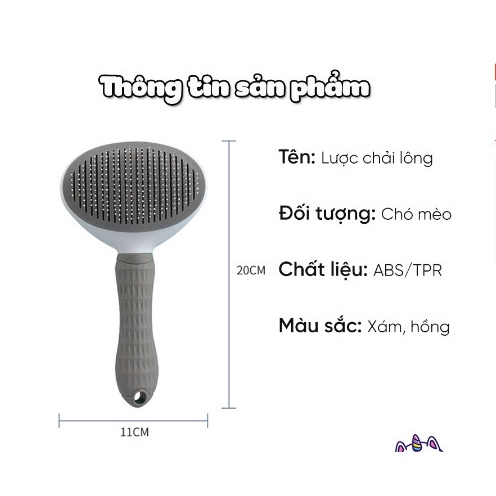 Lược Chải Lông Chó Mèo Có Nút Bấm Dễ Dàng Loại Bỏ Lông Sau Chải Tay Cầm Làm Bằng Silicon Dễ Dàng Gỡ Rối Lông Thực Phẩm