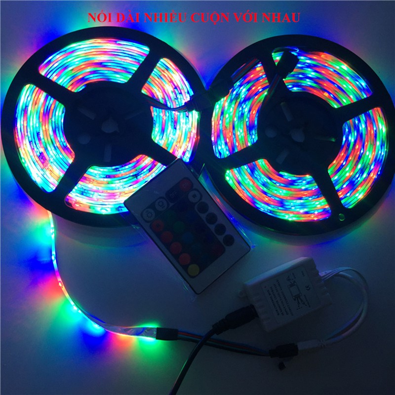 Bộ đèn led Cuộn dây dán 5m đổi nhiều màu (RGB) có remote điều khiển