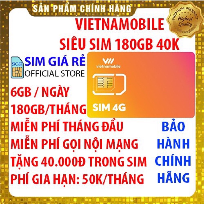 Sim 4G MAX ( Không Giới Hạn Data )SIM Trọn Đời Vietnammobile Đầu Số 092 ( 2021 )