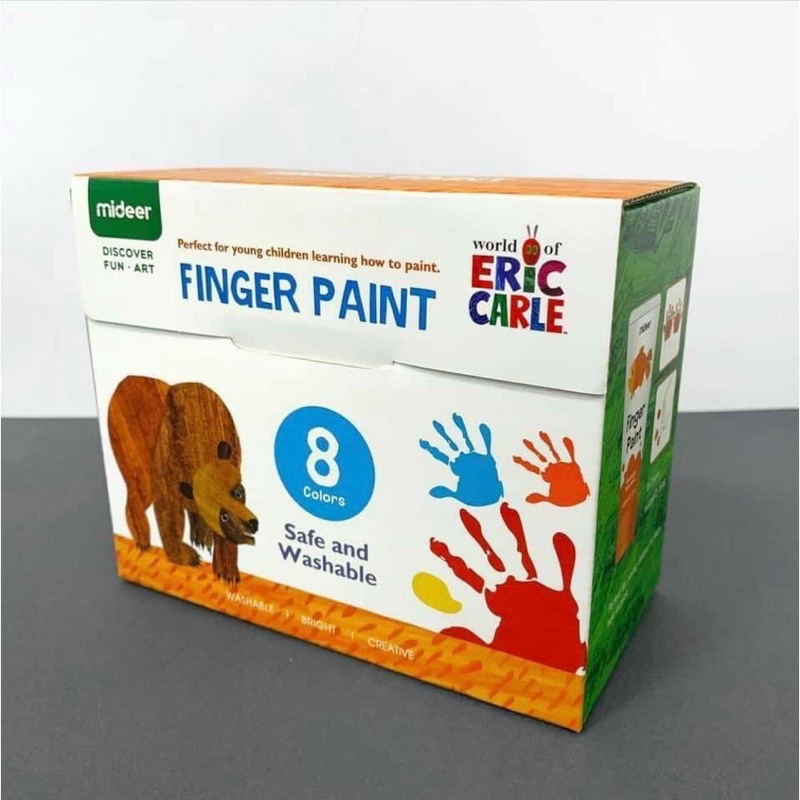 Hộp màu vẽ tay Finger Paint Mideer 8 tuyp 60ml, màu vẽ tay làm tư hữu cơ, an toàn cho trẻ, MD4110