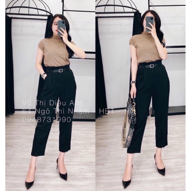 Áo len cổ 2 phân tay hến hot  kèm ảnh thật trải sàn