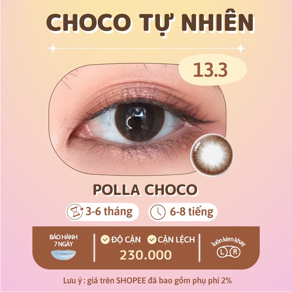 Kính áp tròng choco tự nhiên Polla choco chính hãng Olens | Hạn sử dụng 3-6 tháng | Lens cận