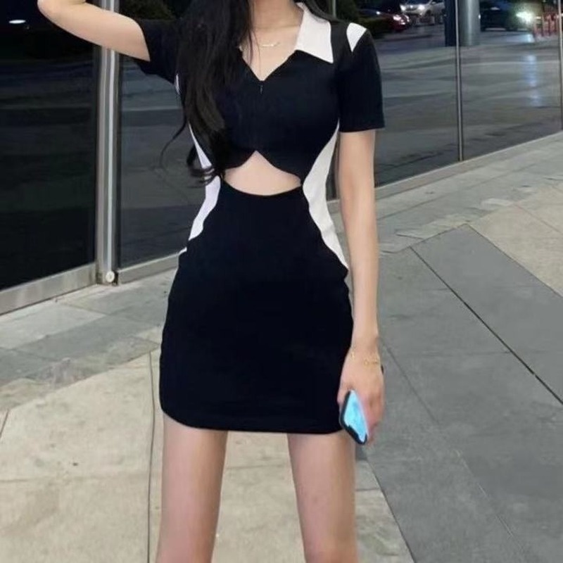 Đầm Ngắn Tay Ôm Eo Hở Eo Thời Trang Cá Tính