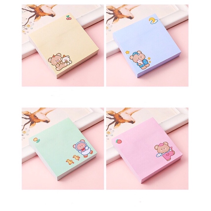 set giấy note ghi chú hình gấu cute 80 trang có keo dính