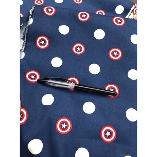 Vải thô cotton hình khiên of captain america, đã wash cn!
